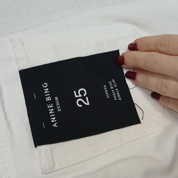 New(Flawed) Anine Bing Sonya High Rise Ankle Slim White Jeans Size 25 - Picture 8 of 10